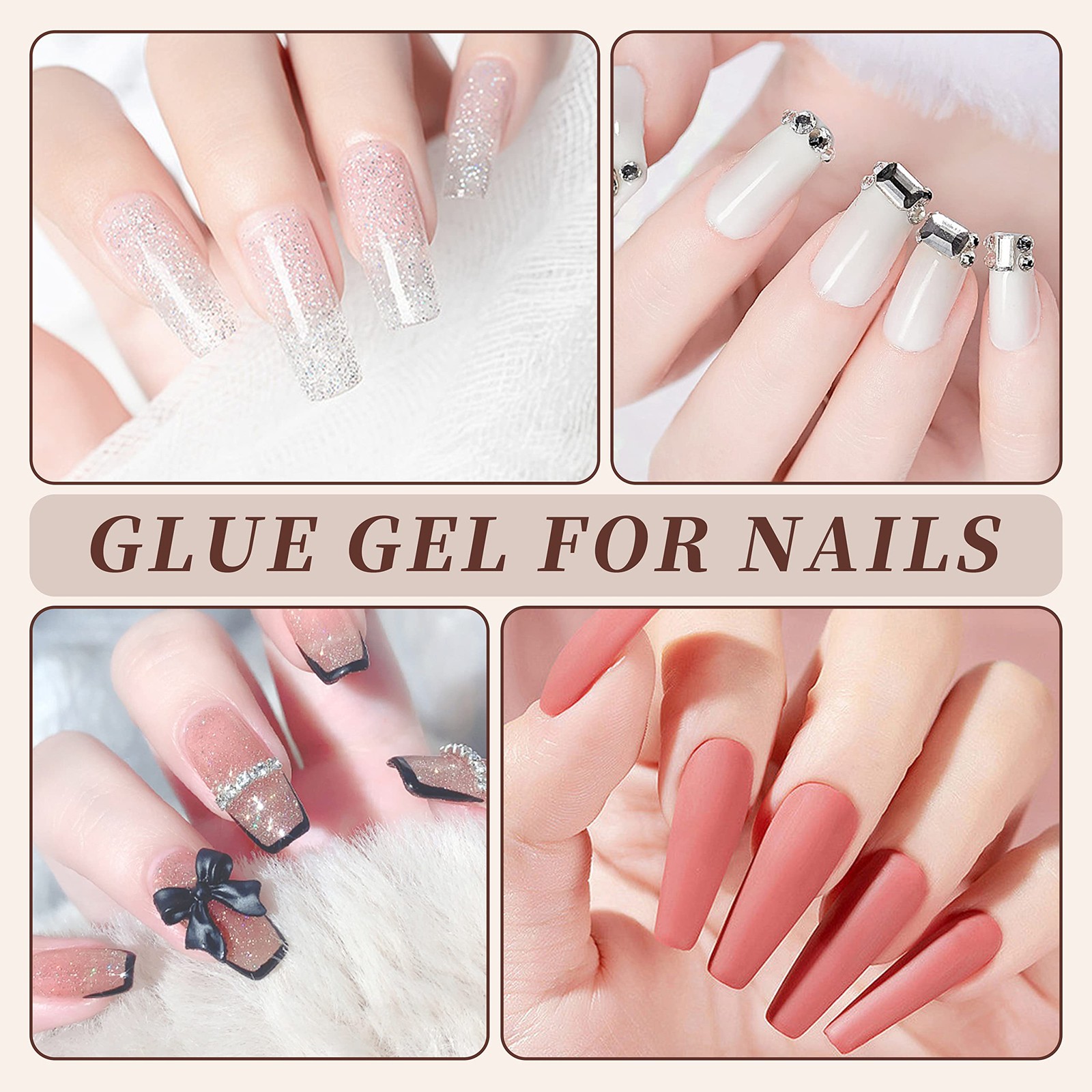 Nail Gel Glue 20ml 2PCS for UV Acrylic Tips – Solid Adhesive for Fake Nails -…
