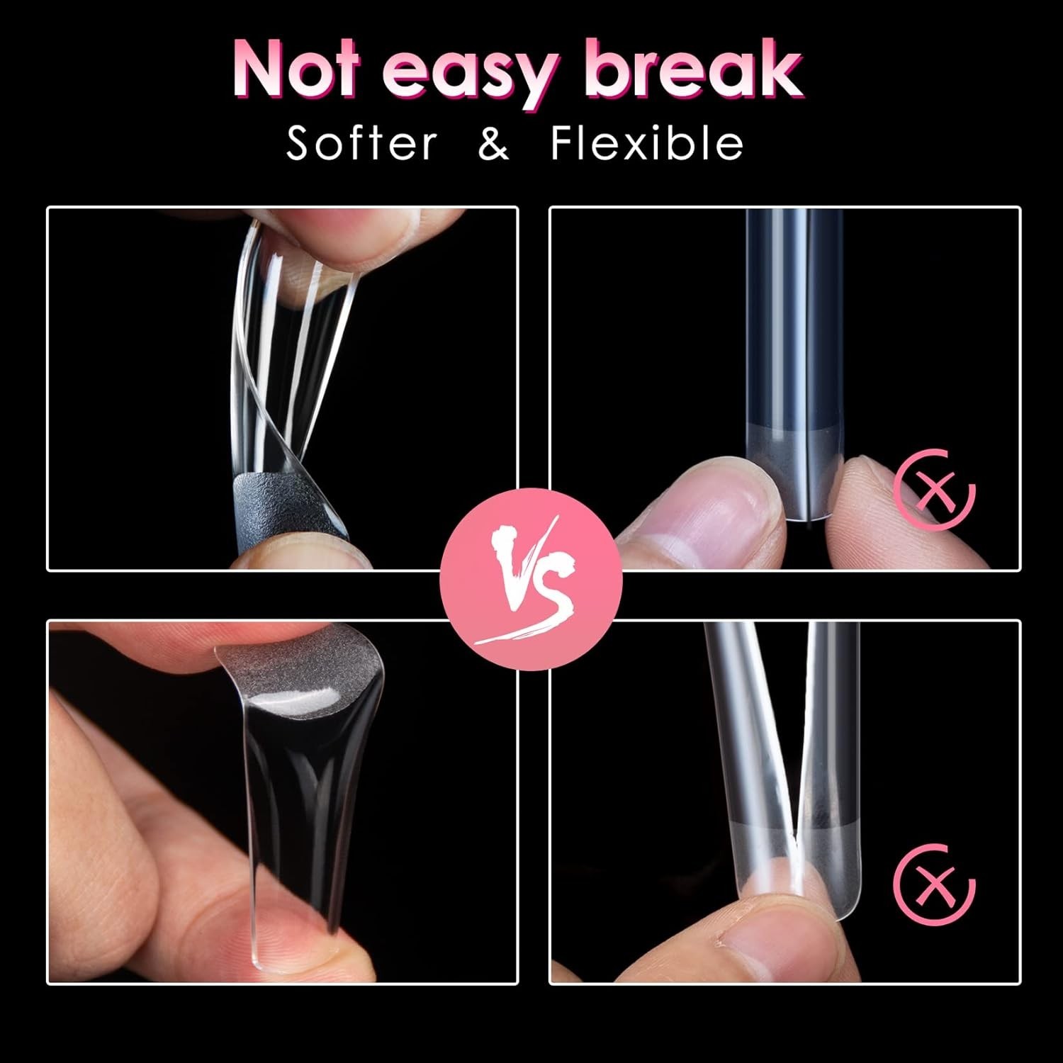 Luxury Long Straight Gel Nail Tips – 240PCS Half Matte, Perfect for Events