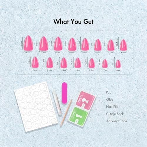 Short Press on Nails Almond, Royal Blue Fake Nails Short Stiletto, royal blue