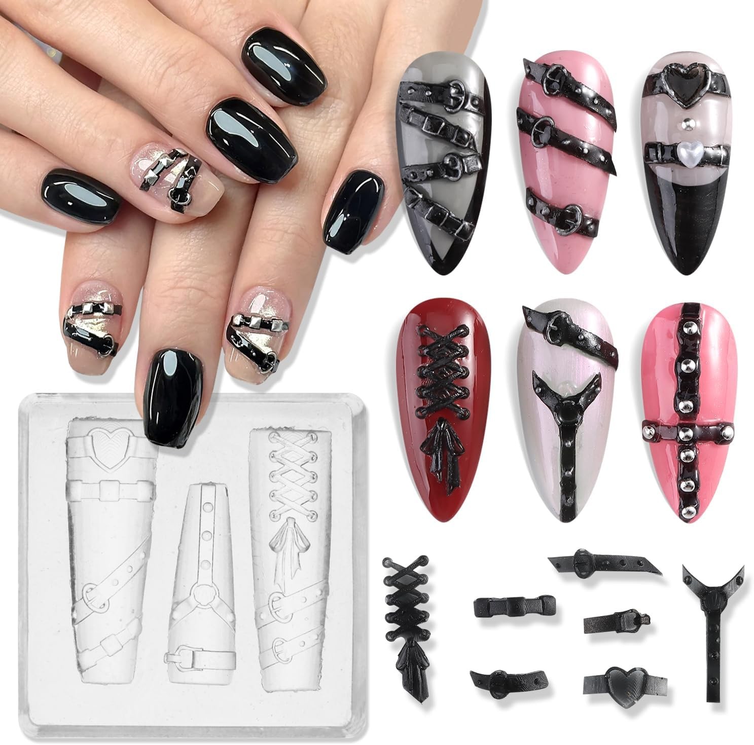 2PCS 3D Flowers Nail Art Silicone Mold, Spring Summer Hibiscus Flowers Blossom