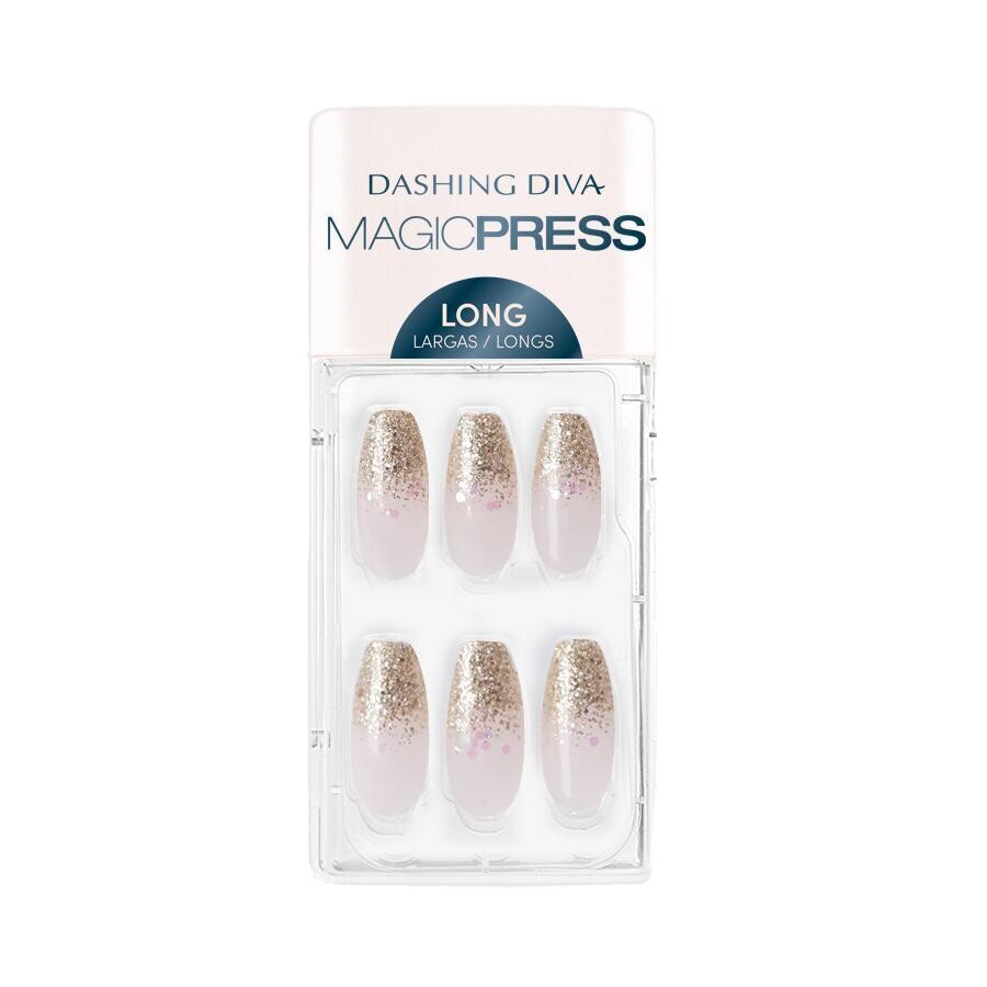 Glitter Press On Nails – Dashing Diva – No Glue Needed – 30 Count – New