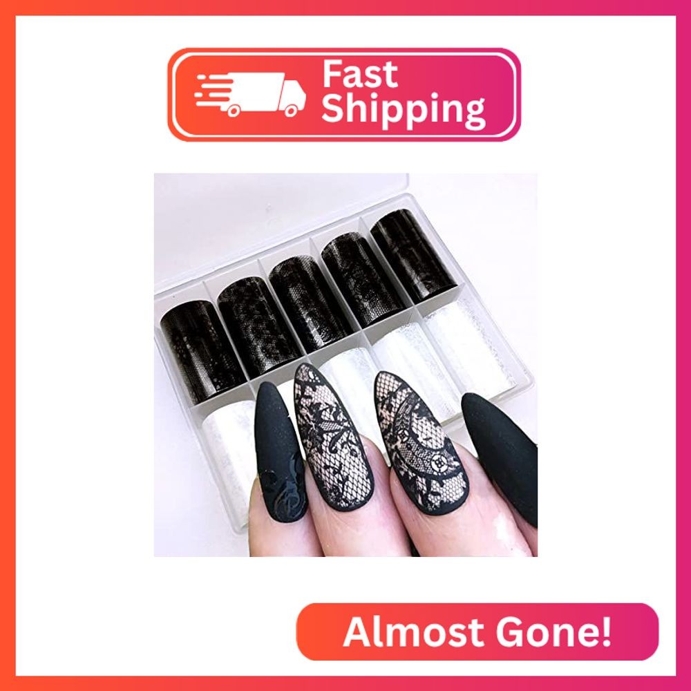 10 Rolls Lace Nail Art Foil Transfer Sticker Sexy Nail Foil Stickers Decals Kit