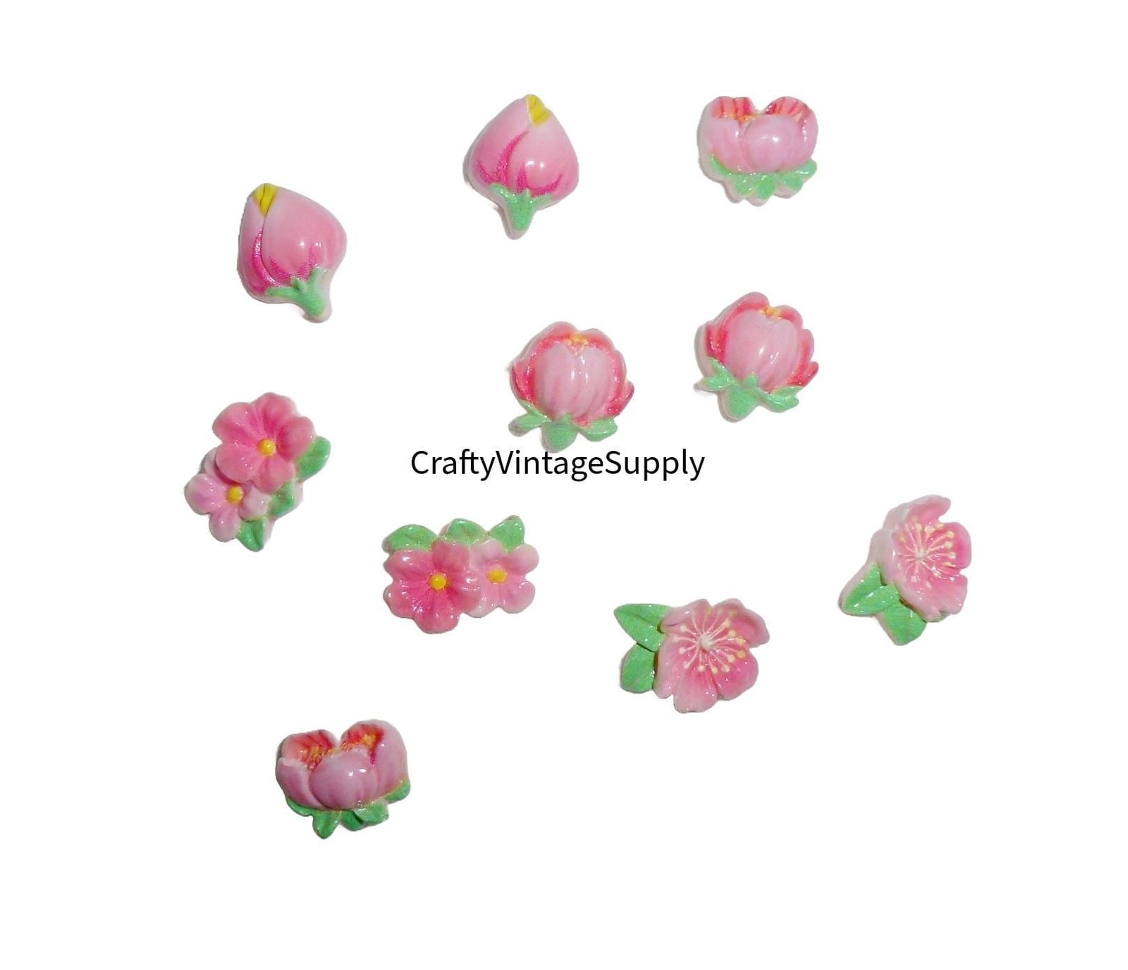Pink sakura flower leaf cherry blossom 10 pieces nail art resin tiny quicksand