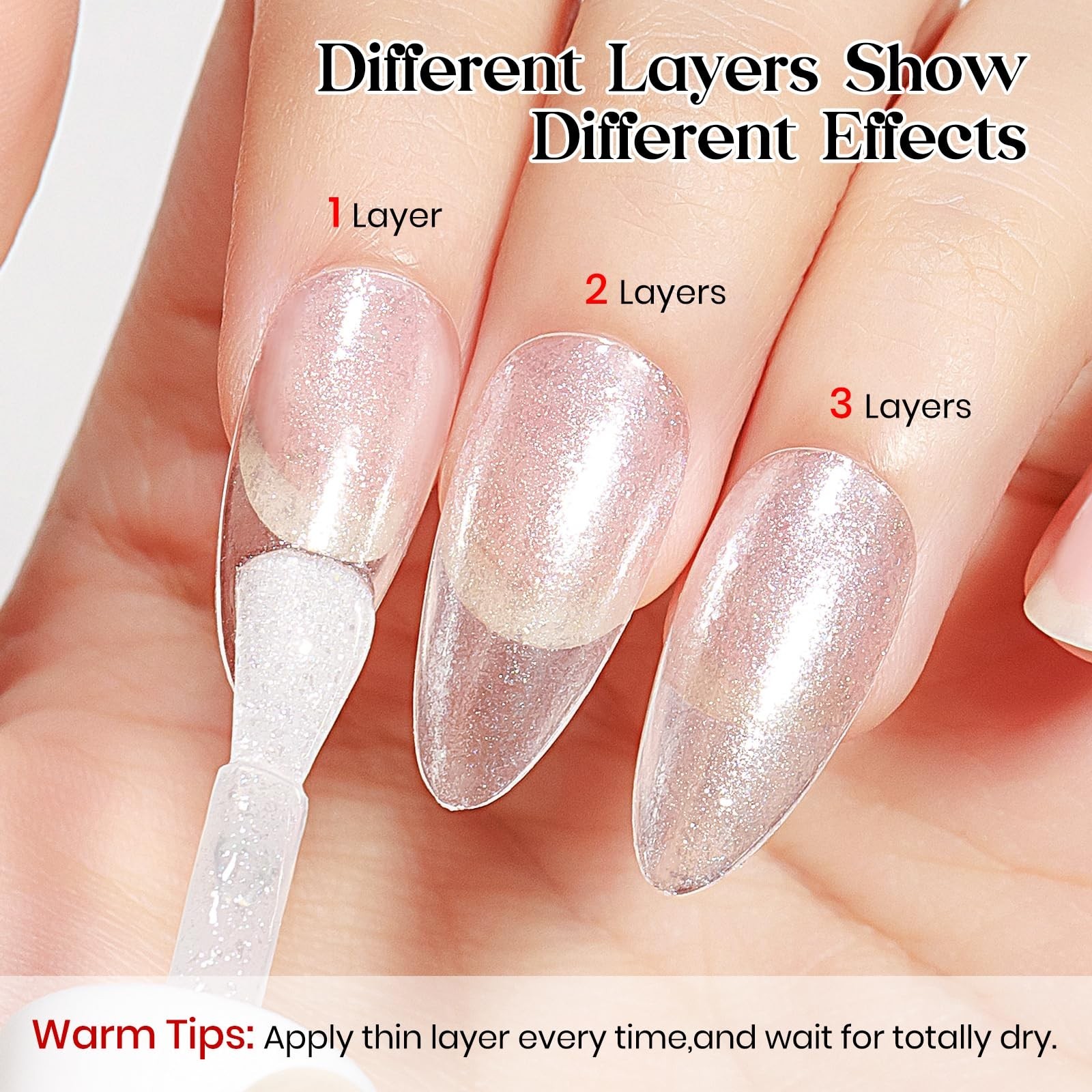 MIZHSE Translucent Shimmering Nail Polish, Quick Dry Clear Glitter White Nail…