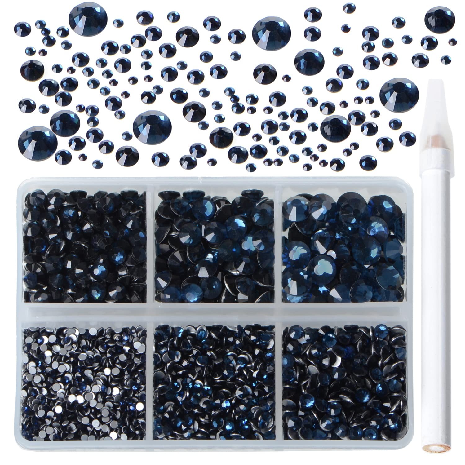 5000 Pieces 6 Mixed Sizes Glue Fix on Glass Rhinestones Round Crystal Gems Fl…