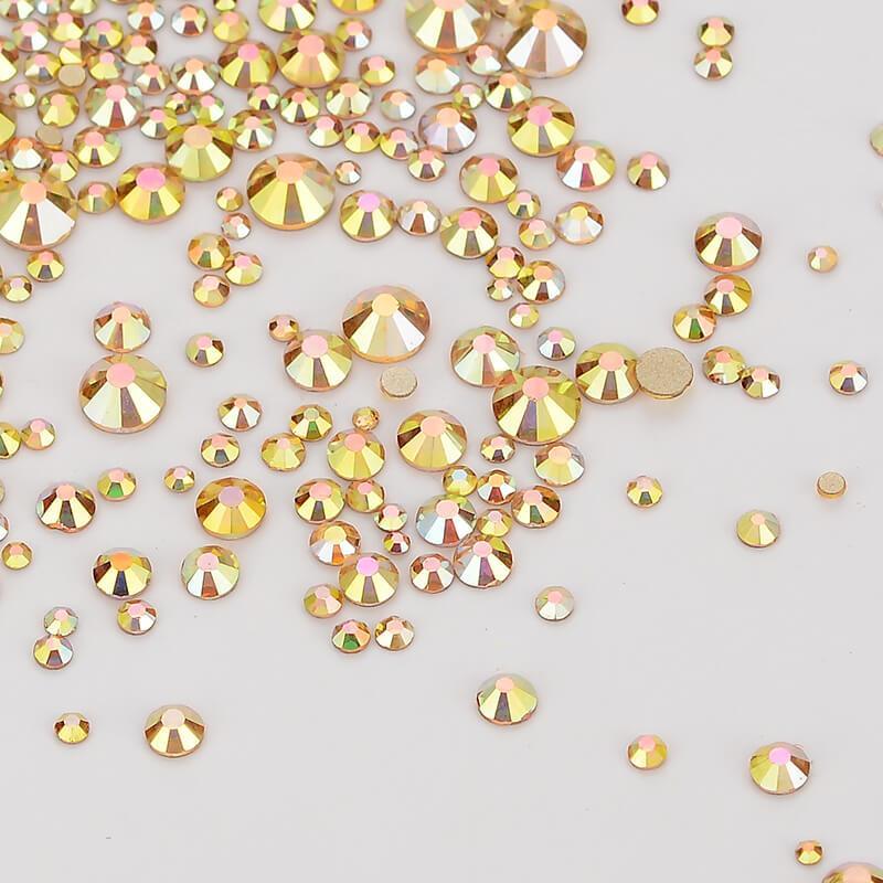 1440pcs Mix Size Metal Sunlight FlatBack Rhinestones Nail Art Crystal SS3-SS20