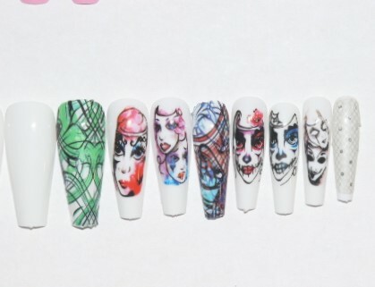 Costume masks- press on nail set- Set of 18