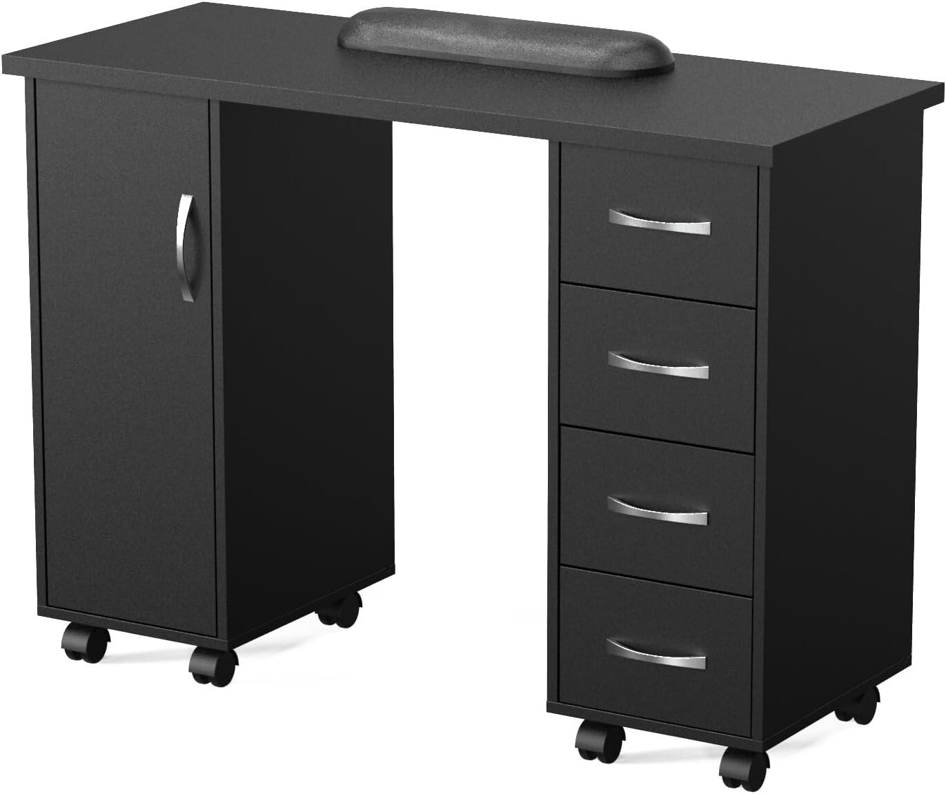 Manicure Table Nail Desk Spa Salon Beauty Workstation w/Cabinet, Drawers, Black