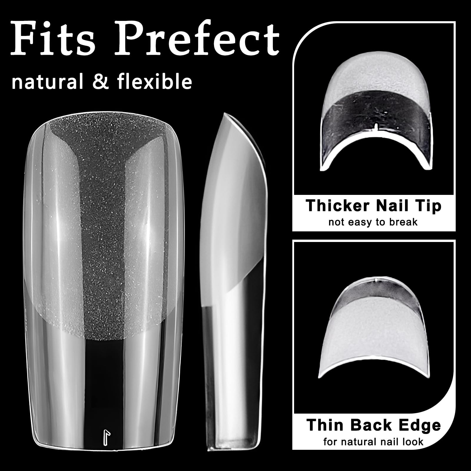 AddFavor 600pcs Square Nail Tips, Medium Gel Nail Tips Square Clear Fake Nail…