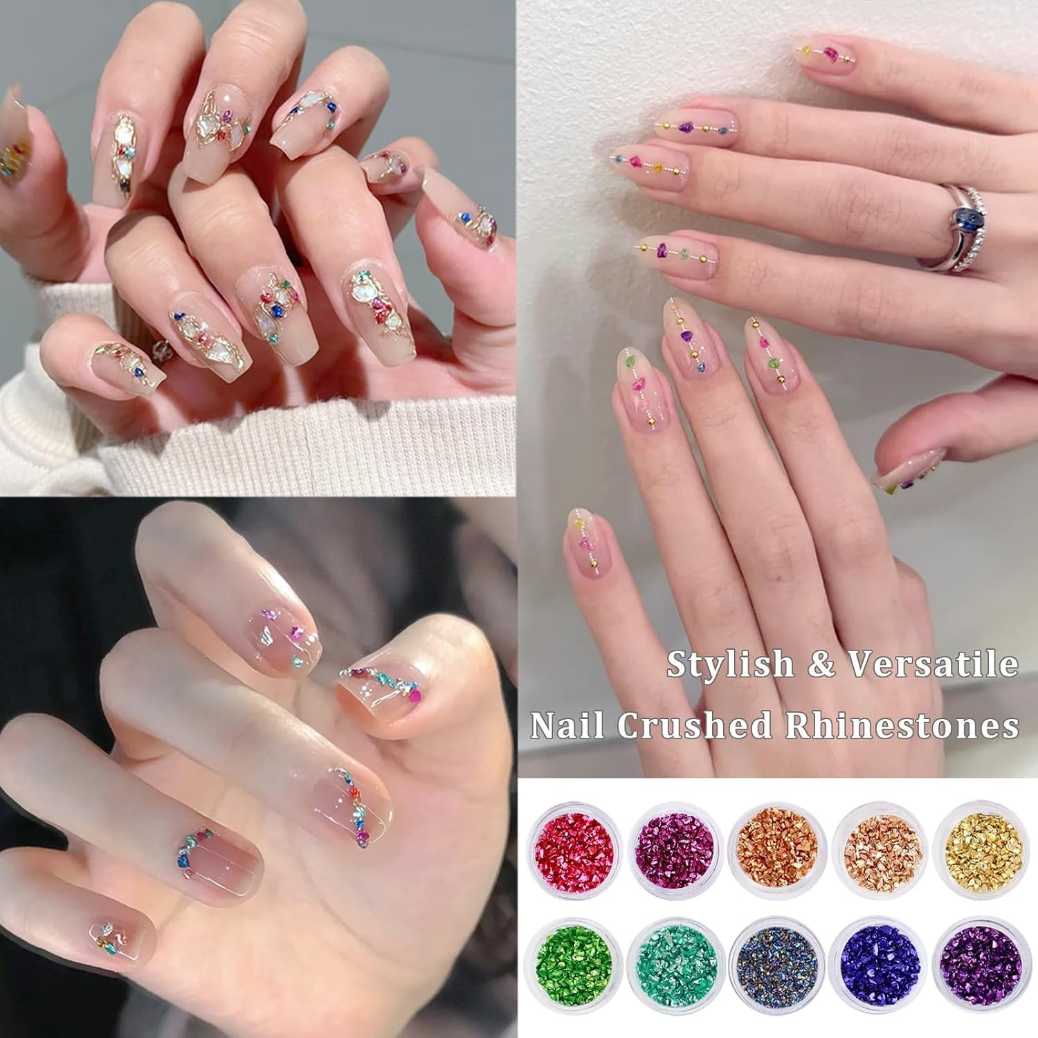 Irregular Nail Chunky Glitter Set 12 Colors Small Crushed Glass for Resin Art Sp