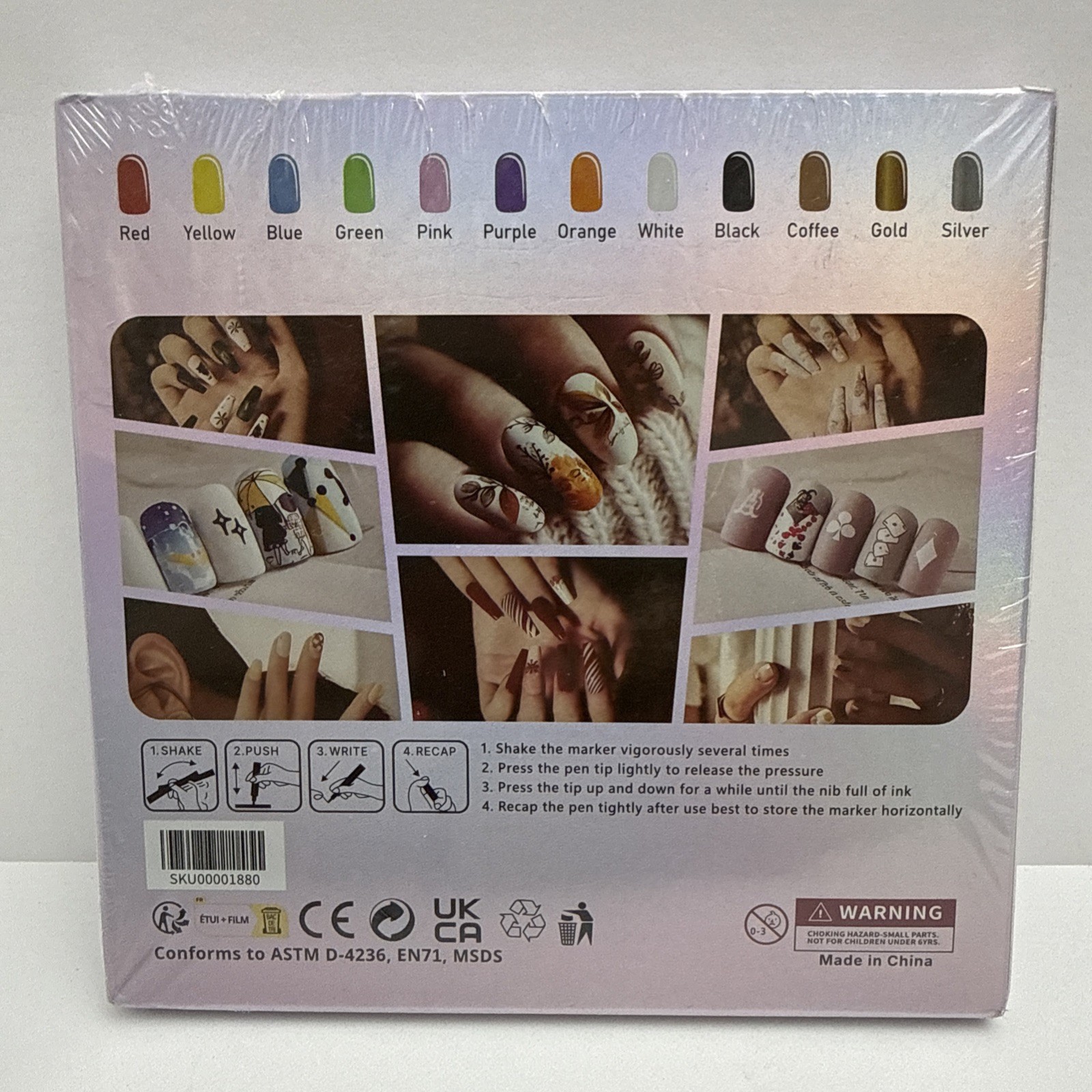 12Pcs Nail Art Pen Marker Set 0.5mm Extra Fine Tip Graffiti Drawing Embellishing