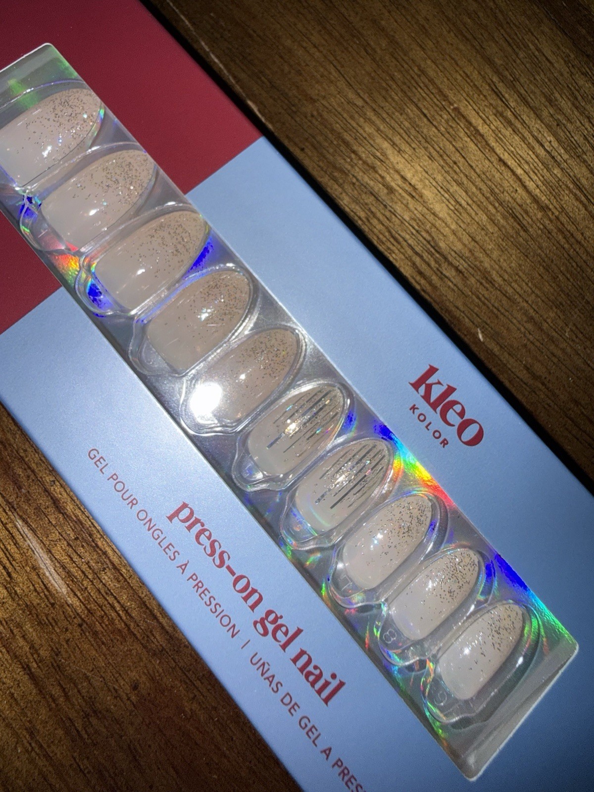 New Kleo Kolor Press-On Gel Nails – Long Almond Sparkling Icicle