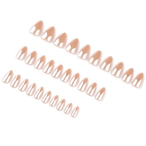 Pearl Chrome Press on Nails Short Almond Fake Nails Nude Nails Style-A Style-40