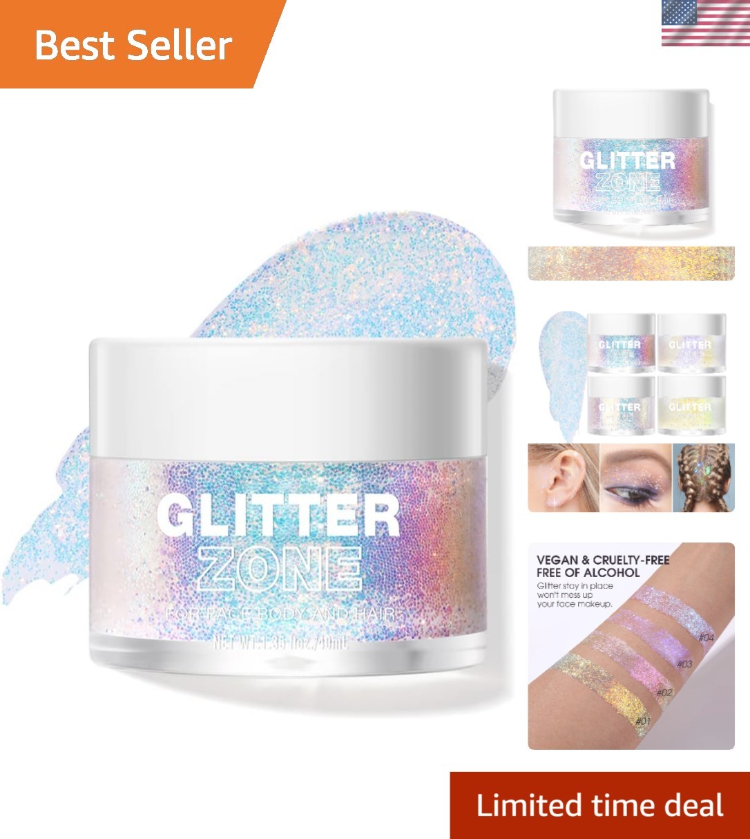 Golden Ocean Holographic Glitter Gel for Festivals – Safe & Long-lasting Shine