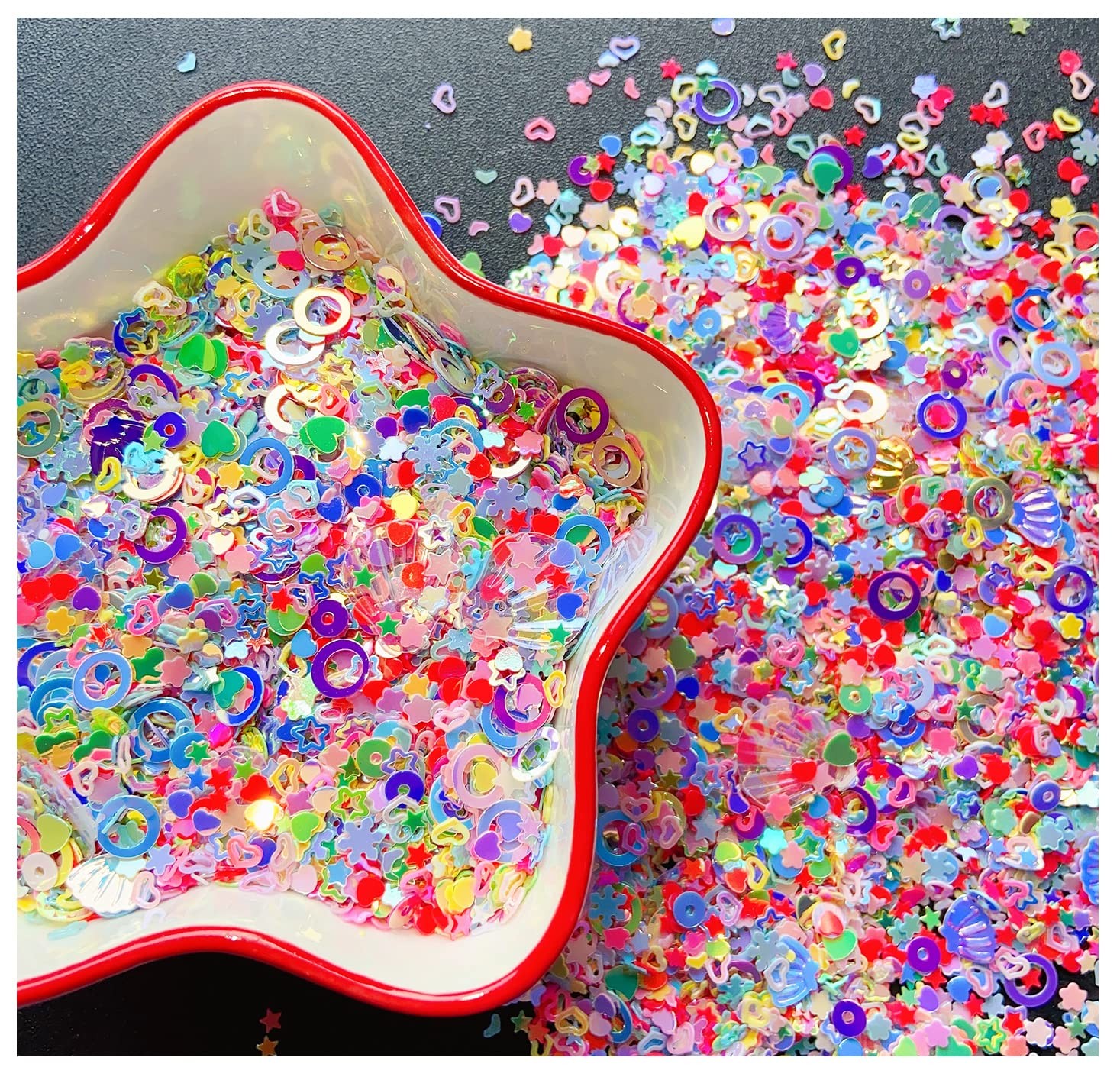 Heart Star Butterfly Craft Sequins Holographic Nail Glitte Confetti Shell Sno…