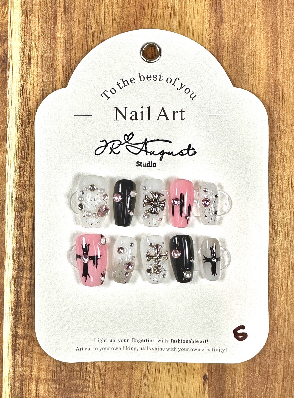 press on nails handmade Chrome Metallic Medium Coffin S M