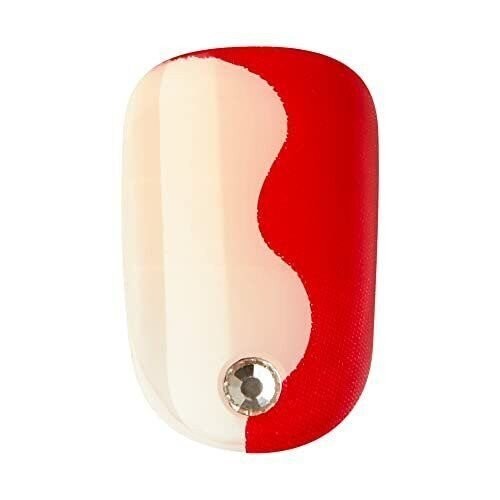 KISS imPRESS No Glue Mani Press On Nails, Design, ‘Adore You’, Red, Short…