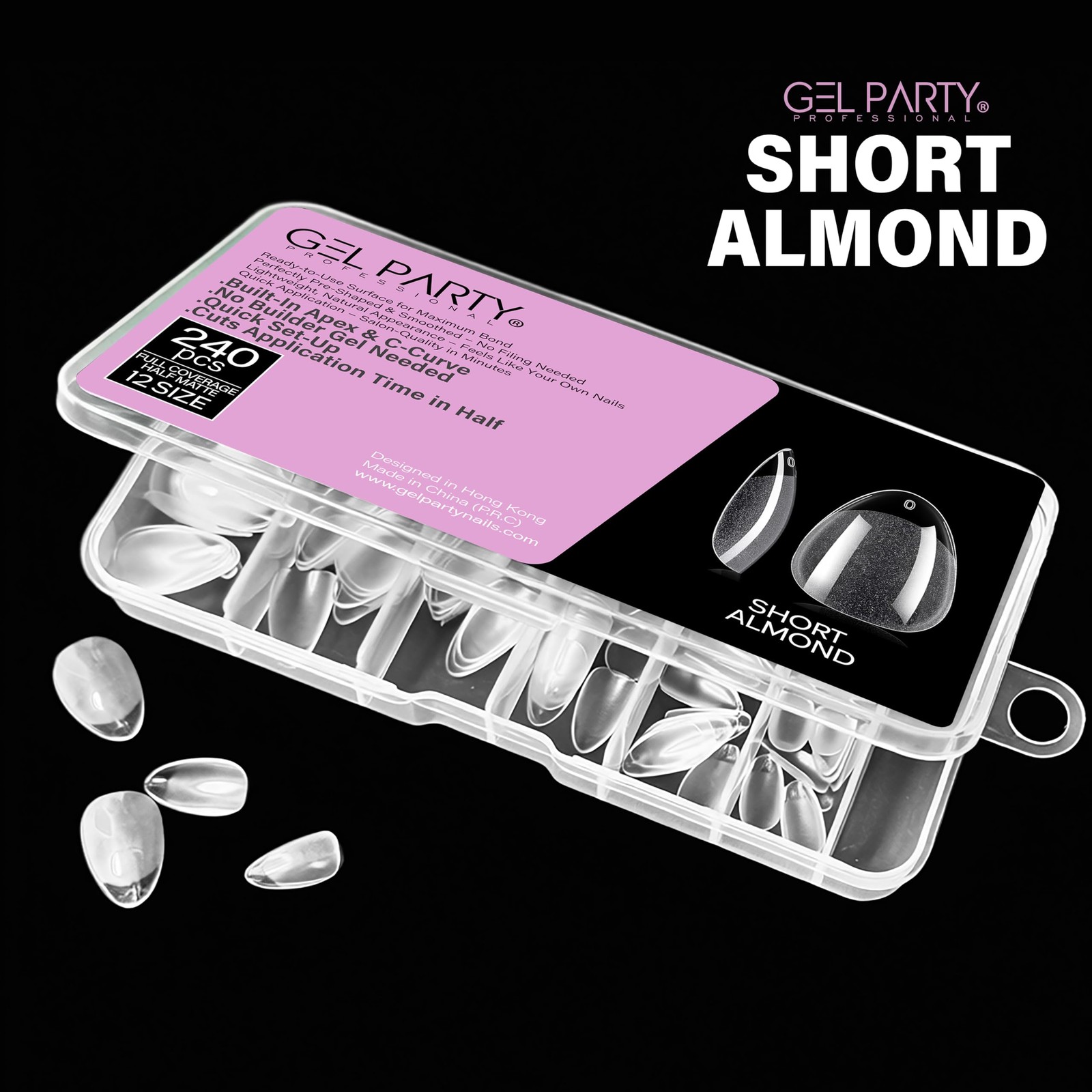 GELPARTY Soft Gel Nail Tips Short Almond – 240Pcs Pre-Buffed Matte Full Cover…