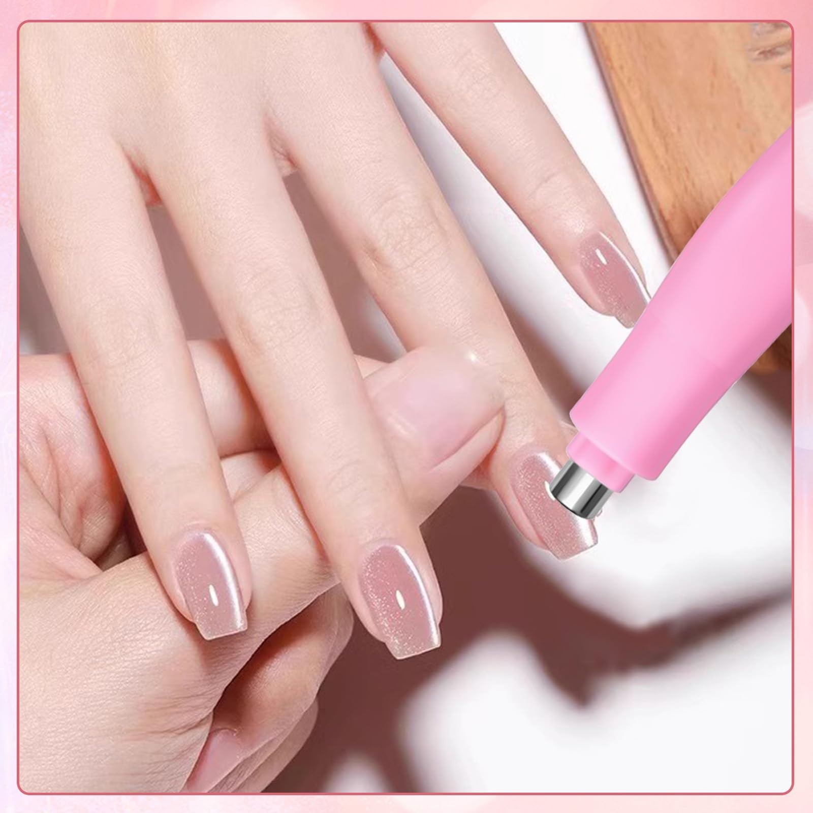 3 in 1 Cat Eye Nail Magnet, Versatile Magnet Tool for Small, Pink