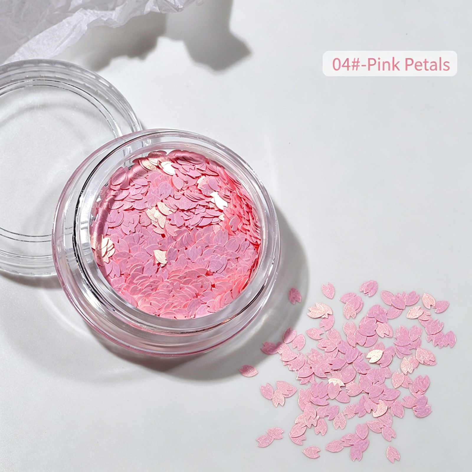 Japanese Popular Gentle White Cherry Blossom Sequins Sheer Pink Gradient Gold Th