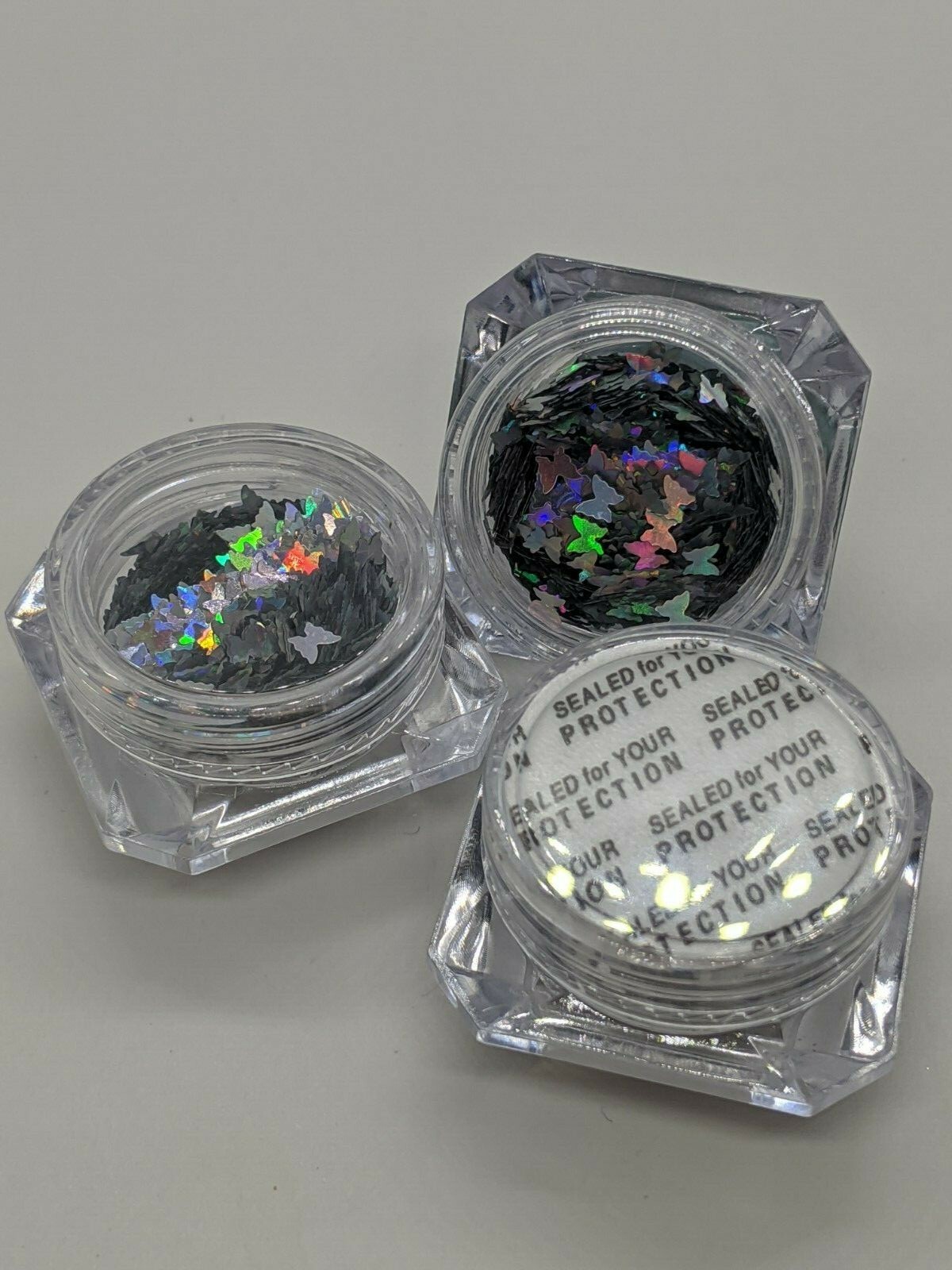 Holographic Silver Butterfly Shapes, Nail Art Embellishment/sequin. Uk Seller.