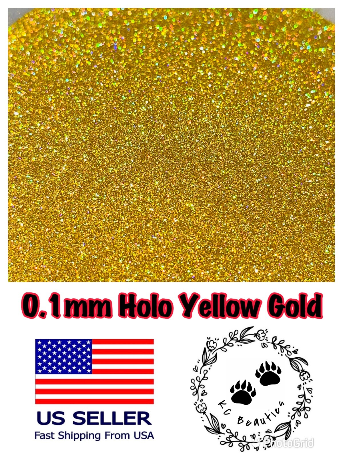Solvent Resistant Holographic Yellow Gold Epoxy Resin Nail Art Tumbler 1oz 0.1mm