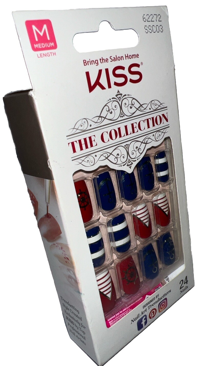KISS The Collection MEDIUM #62272 RED/BLUE/WHITE Navy Motif (New/Discontinued)