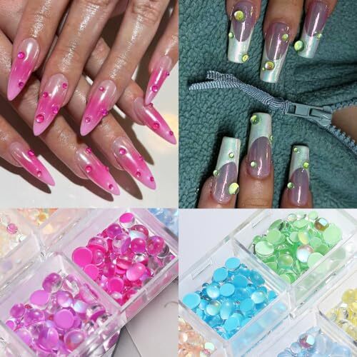 3D Aurora Bubble Nail Beads, Mixed Crystal Mermaid Beads for Nails, Nail Art