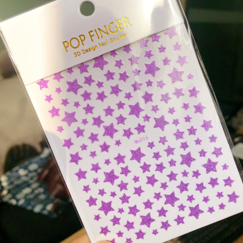 Nail Art Sticker Glitter STAR Decals Manicure DIY Peel & Stick NH25