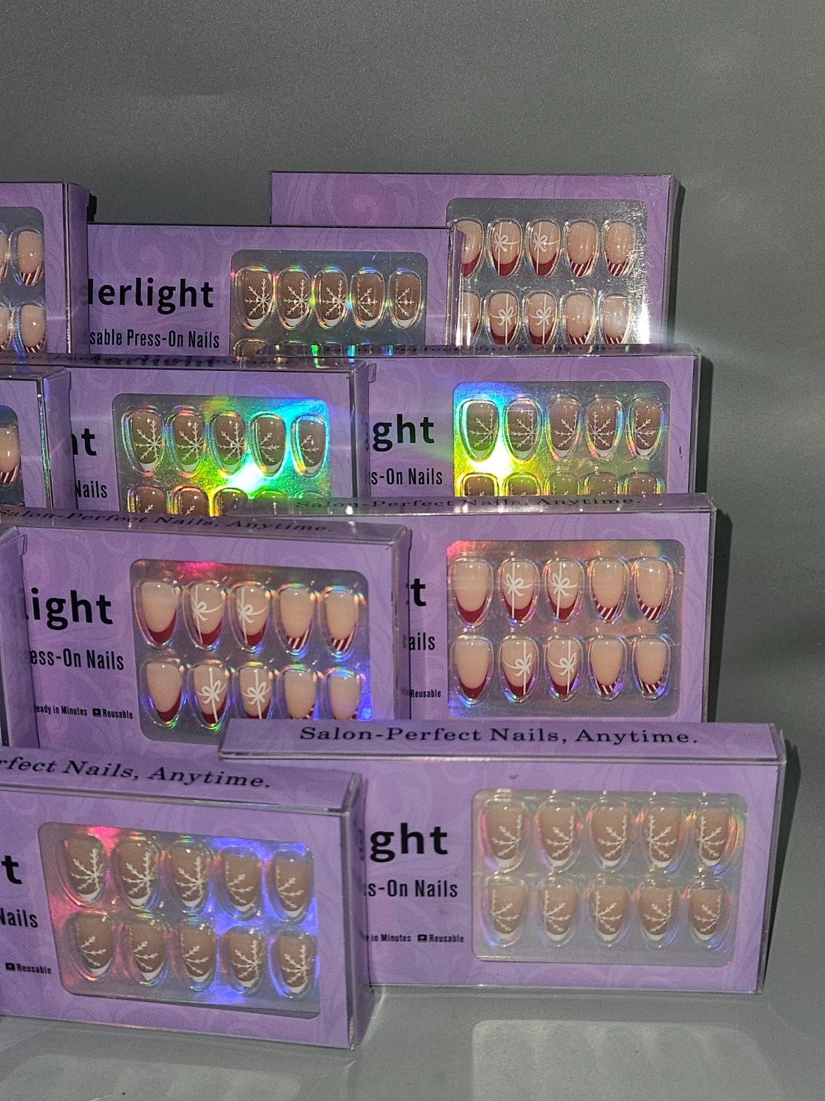 12 Packs Herlight Reusable Press-on Nails Assorted Designs/Patterns Long Lasting