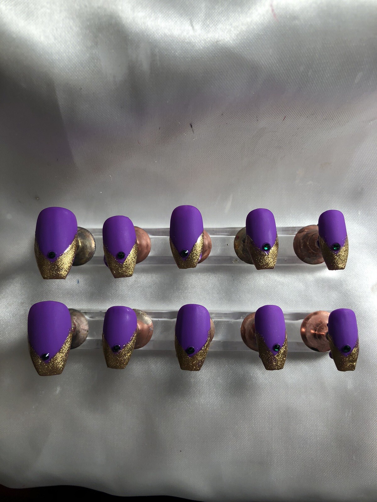 Z NAILZ! Gorgeous Set Of Handmade Custom Mardi Gras Press On Nails