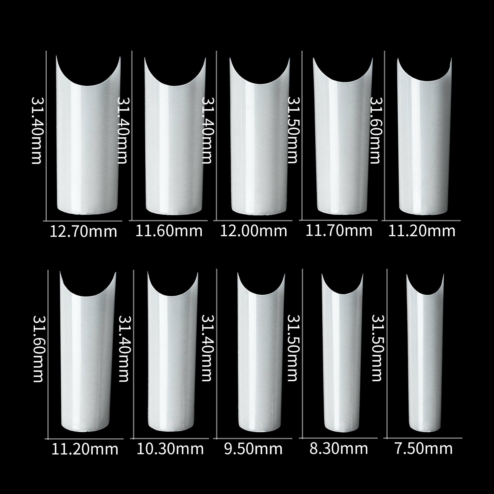 500Pcs/Bag XXL/M/S C Curve False Nail Tips Square Tip Gel Acrylic Nails 10 Sizes