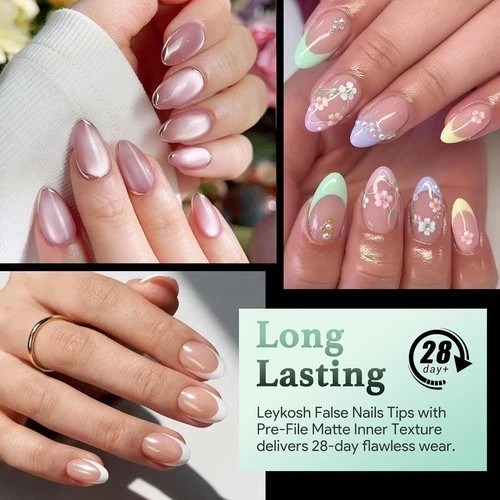 Extra Short Almond Nail Tips – 216pcs Soft Gel Full Cover Fake Nails, 70-Grit…
