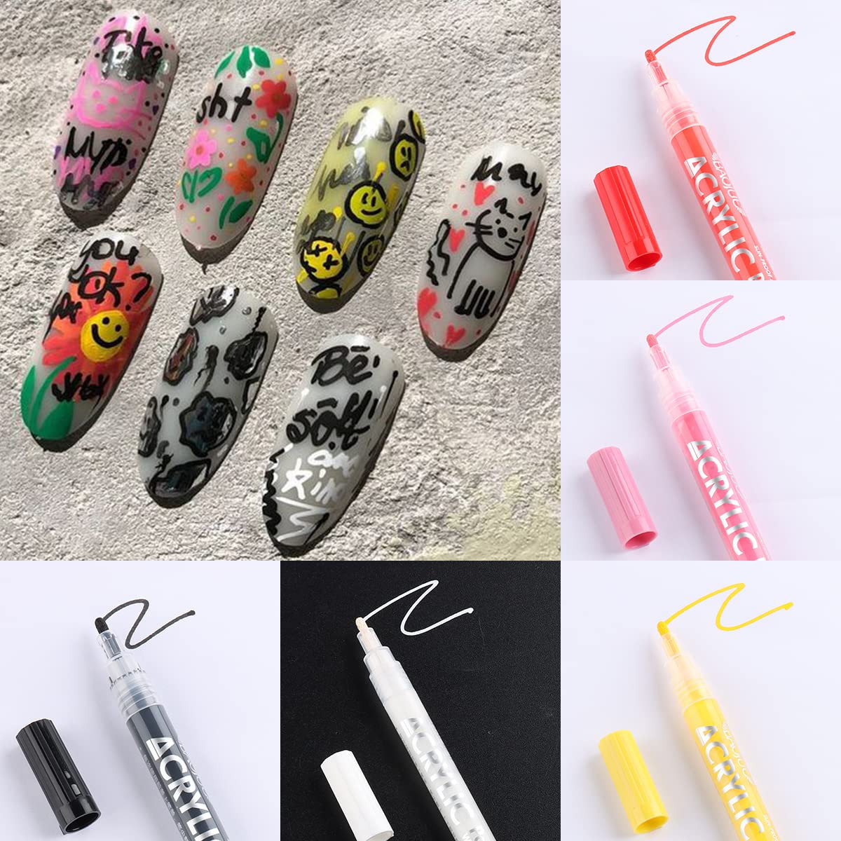 Nail Art Graffiti Pen Set 12Pcs Waterproof Drawing Marker Pen for 12Pcs-Set