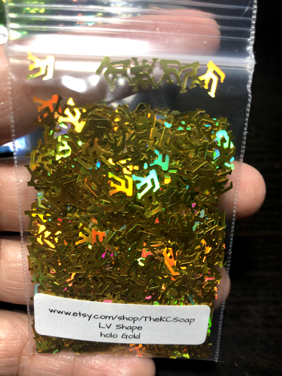 Holographic Gold Glitter Nail Art Slice letter alphabet confetti L US TSP