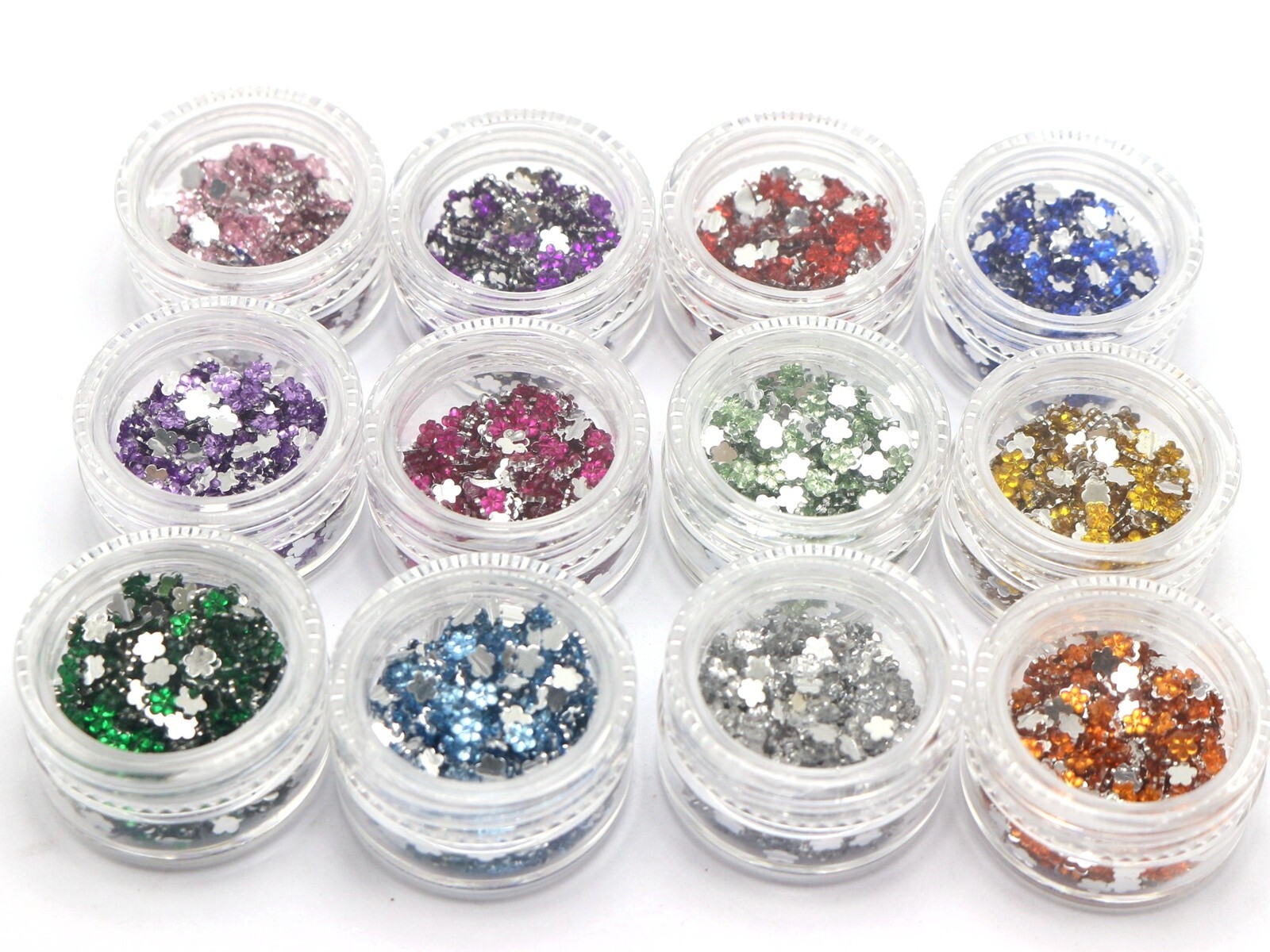 12,000 Faceted Flower 3mm Flatback Acrylic Rhinestone Gems with Wheel 12 Color