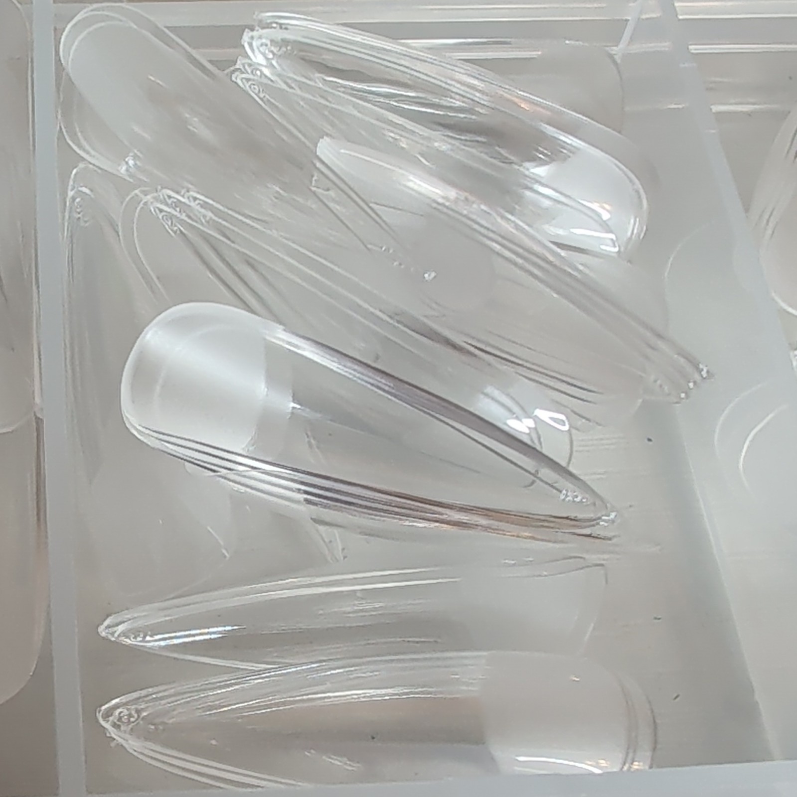 Lifextol Clear French Full Cover Stiletto Nail Tips Long Plastic