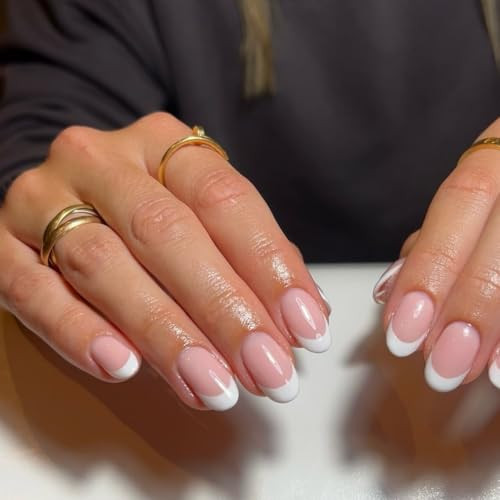 240Pcs French Tip Press on Nails Oval White French Nails Press on Short Fake