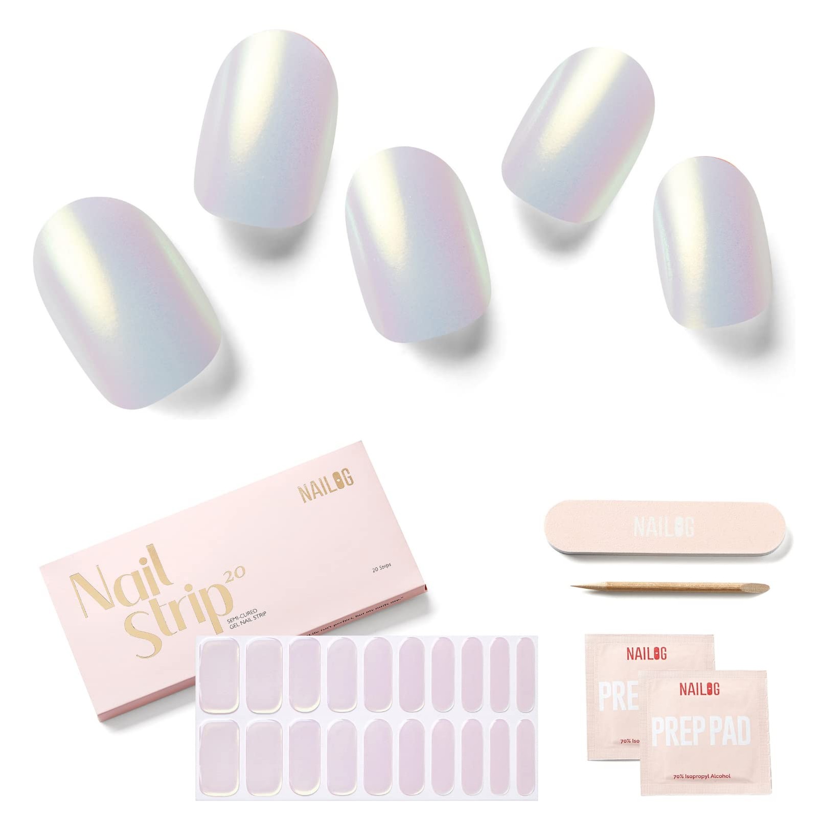 Semi Cured Gel Nail Strips 20 Pcs | Buy 2 Get 1 UV Lamp | Extra Long Nail Wra…
