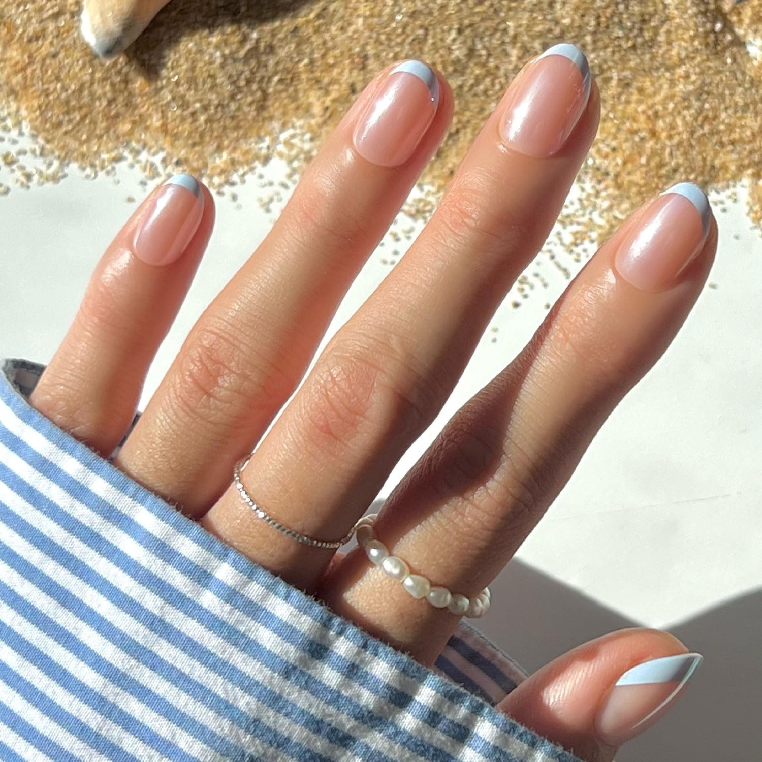 Press On Nails – Short Oval, Glazed Fake Nails 30 Pc Full Kit | Periwinkle press