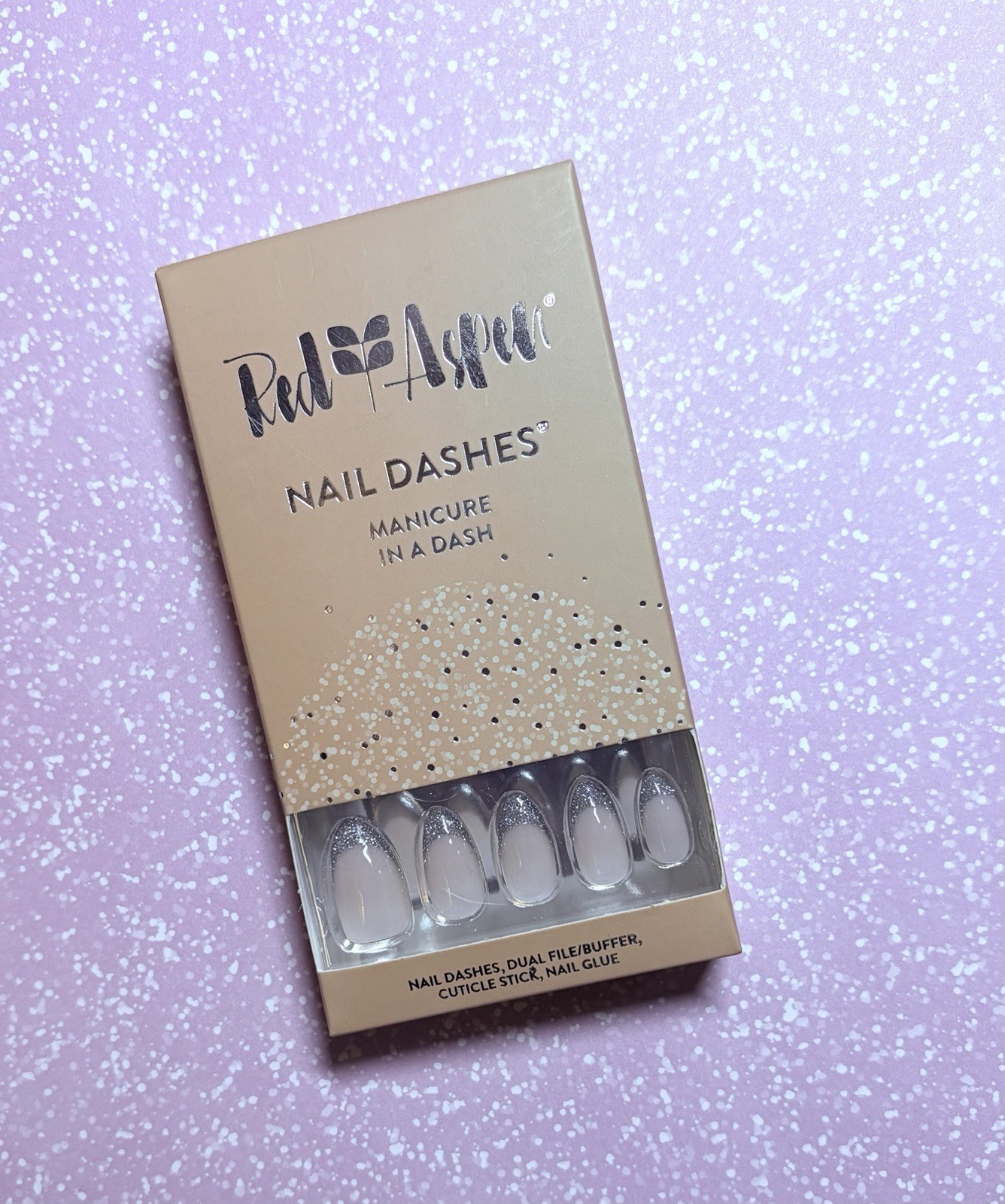 Red Aspen Press On Nails FRENCH TWIST FIONA Medium Almond Nail Dashes