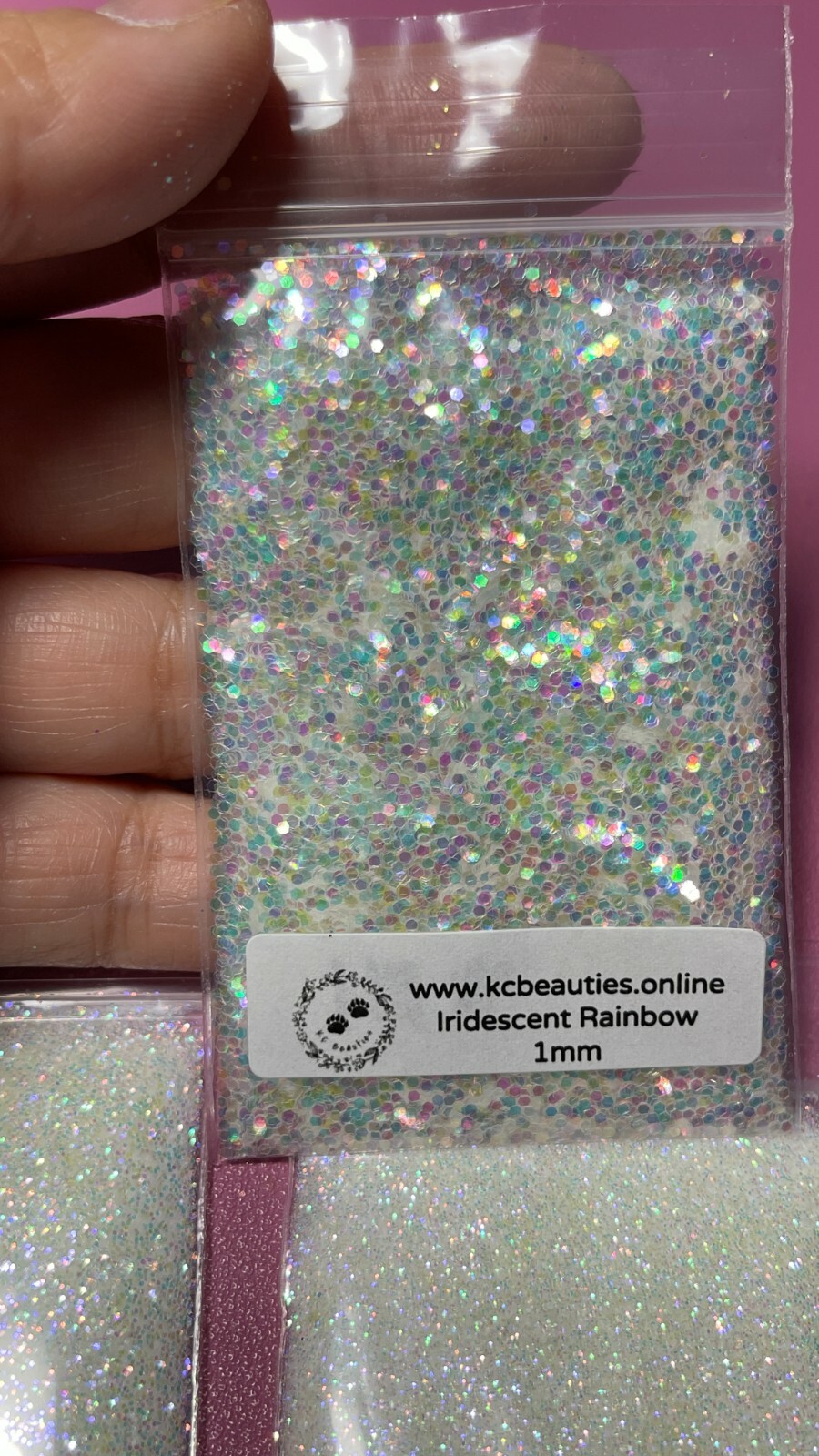 Iridescent White Glitter Hex Snow Rainbow pink blue sheen Nail Art US seller