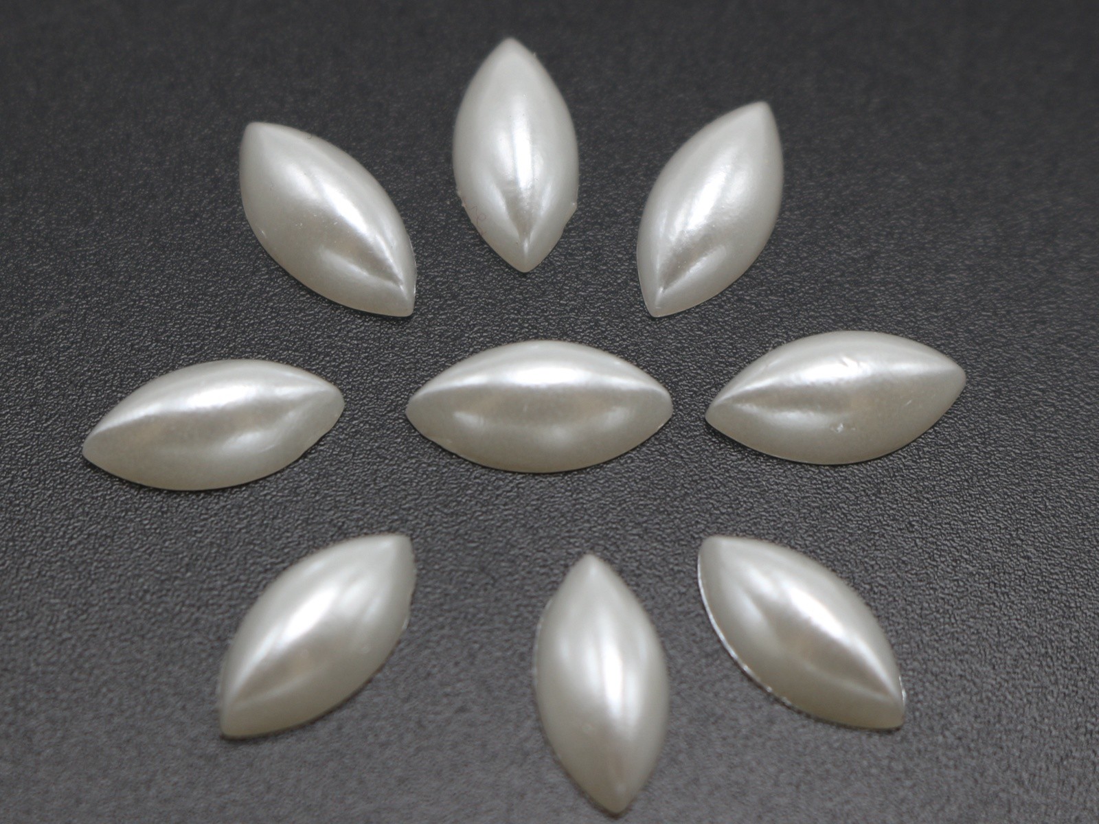 1000 Pure white Horse Eye Half Pearl Bead 4X8mm Flat Back Scrapbook Craft