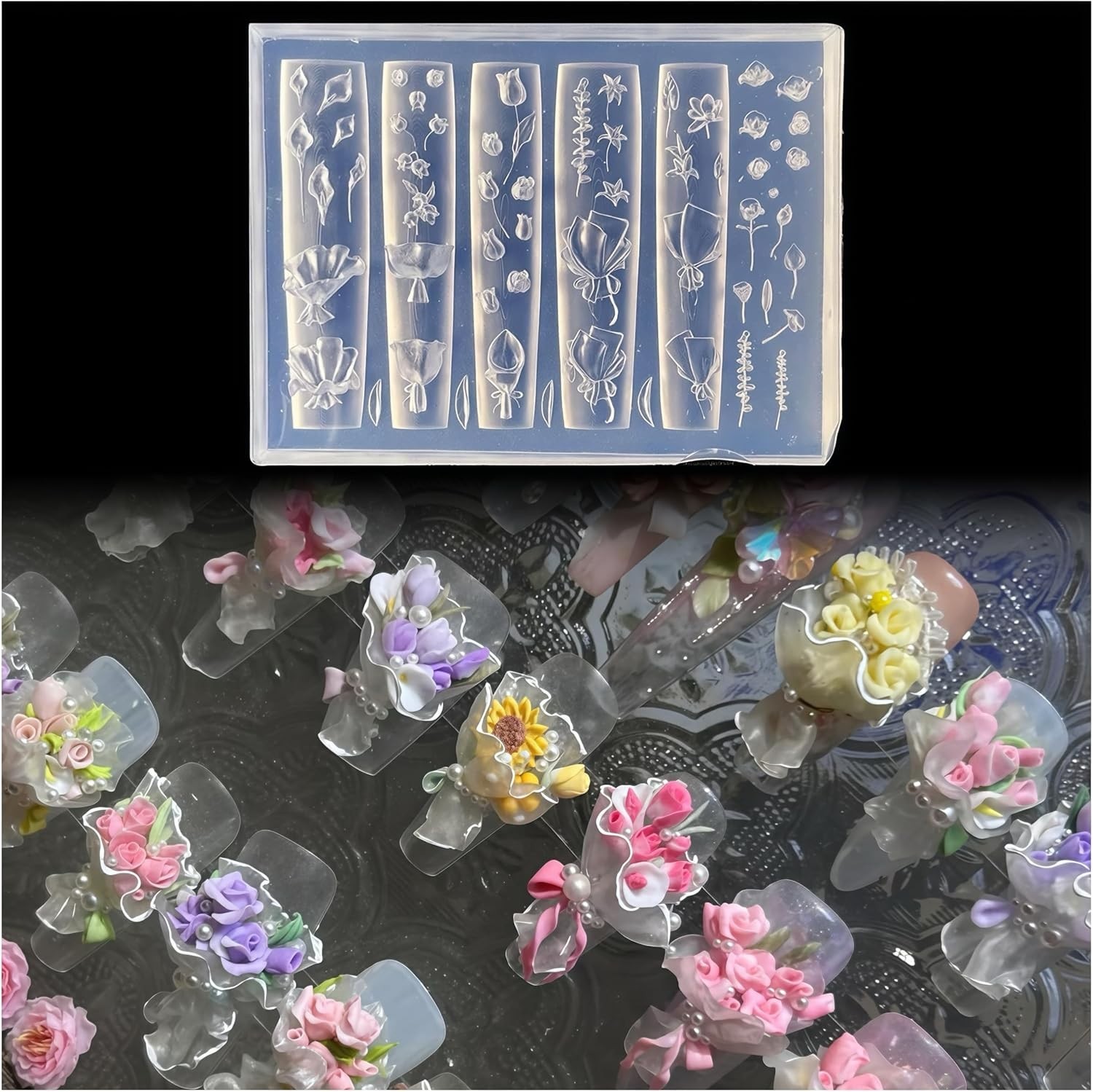 Versatile 3D Floral Silicone Molds for Nail Art & Crafting – Create with Ease