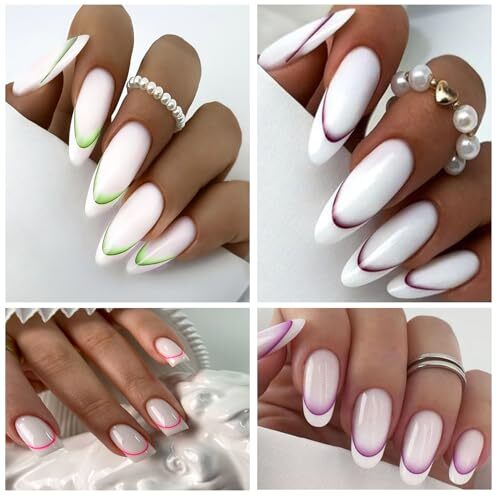 11 Sheets French Gradient Nail Art Stickers 3D Self-Adhesive French Lines Nail