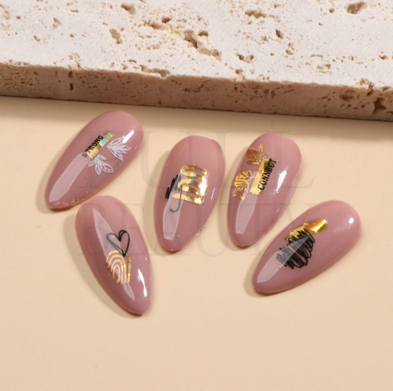 Leopard Print Girl Flower Geometric Lines Leaf Heart Abstract Nail Sticker NS33
