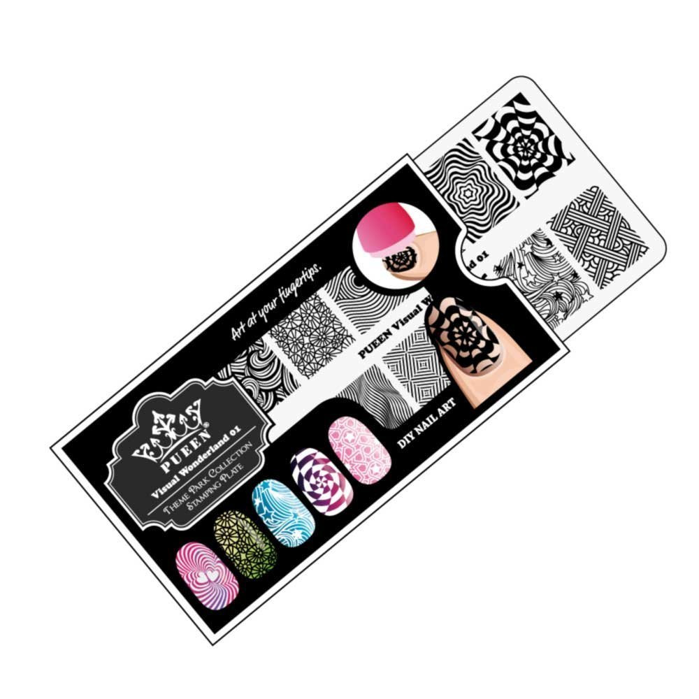 Nail Art Stamping Plate – Visual Wonderland 01 – Theme Park Collection 125X65Mm