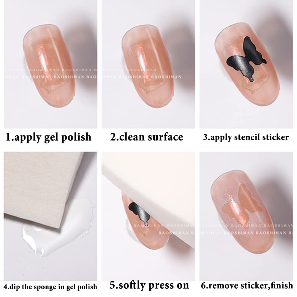 Airbrush Stencil for Nails 10 Sheets Heart Nail Charms Butterfly Bear Stars H…