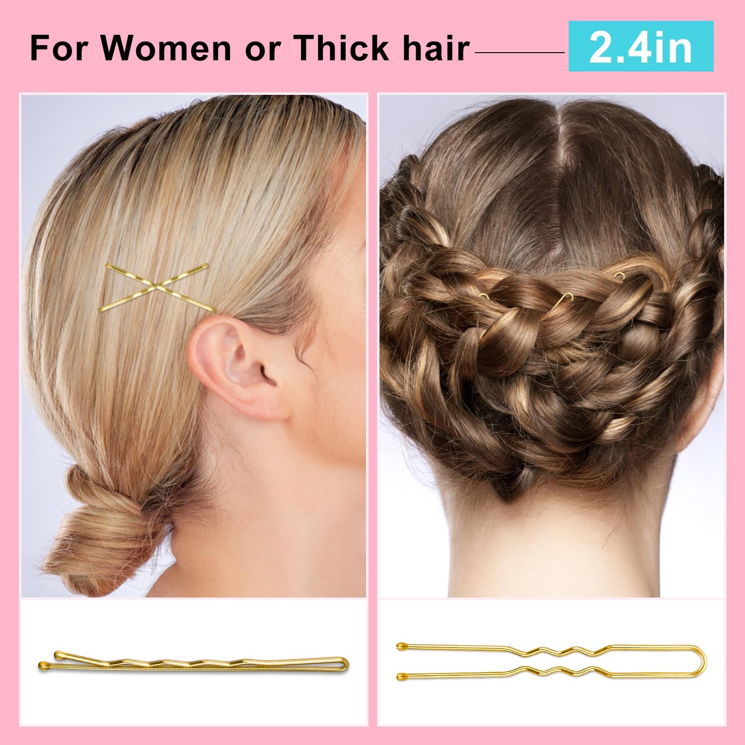 TsMADDTs Hair Pins, Blonde Bobby U Shaped Pins for Women, Buns C-Gold