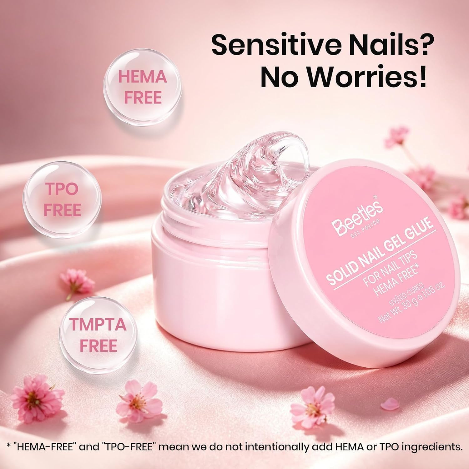 30G Solid Nail Glue Gel for Nail Tips | Hema-Free & Tpo-Free UV Nail Glue, Non-S